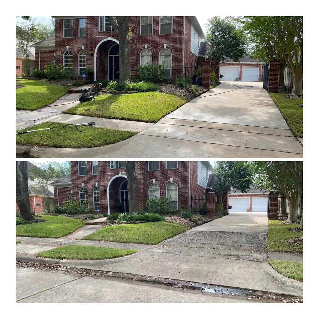 Driveway before and after professional cleaning — Houston TX