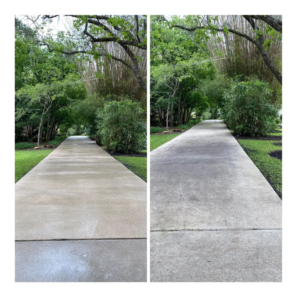 Long residential driveway cleaning — Houston TX