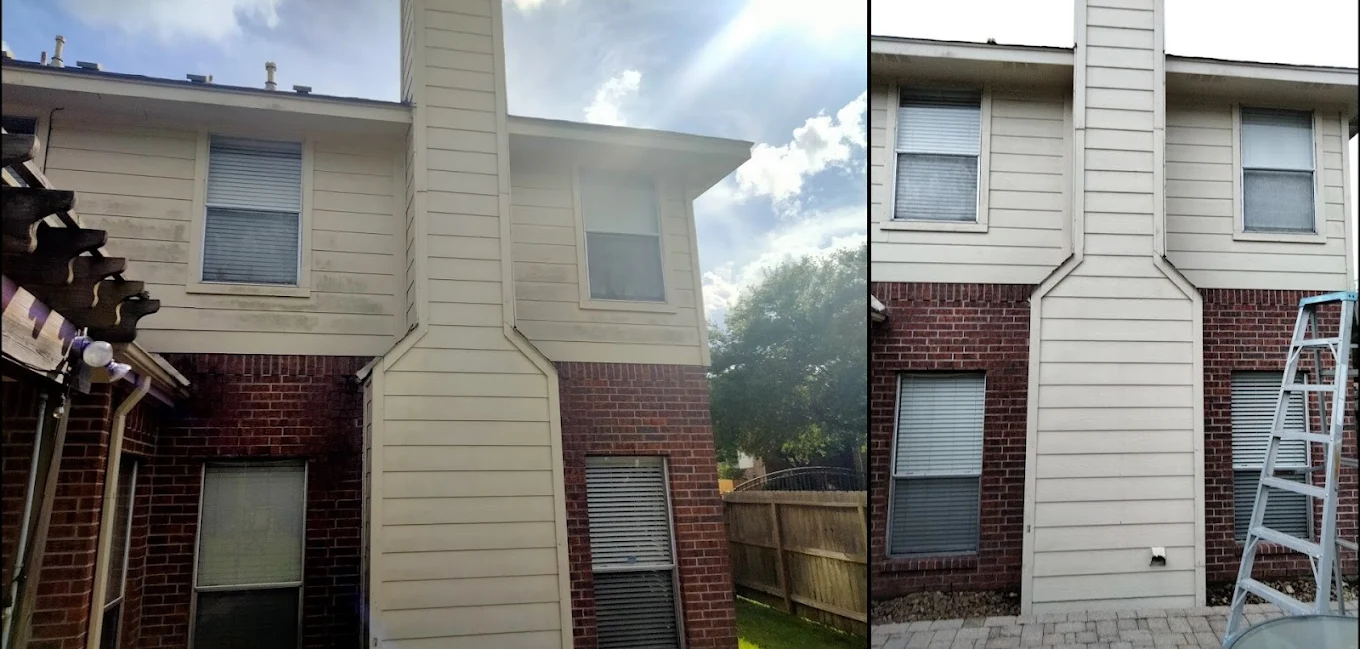 House softwash before and after — Houston TX