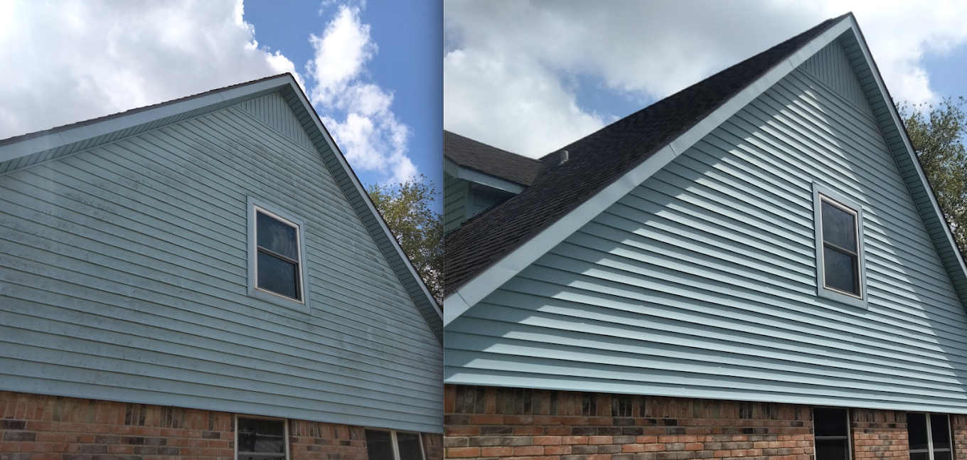 Vinyl siding gable end softwash — Houston TX