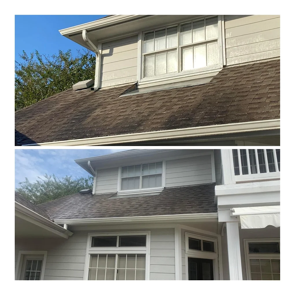 Shingles, fascia and upper siding cleaning — Houston TX